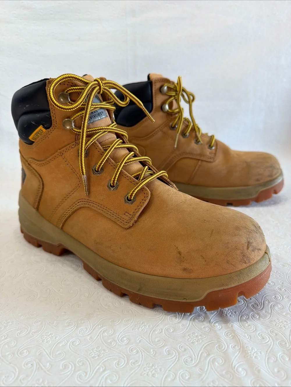 Herman Survivors Mens Boulder Steel Toe Work Boot Size 9W Tan Leather Safety